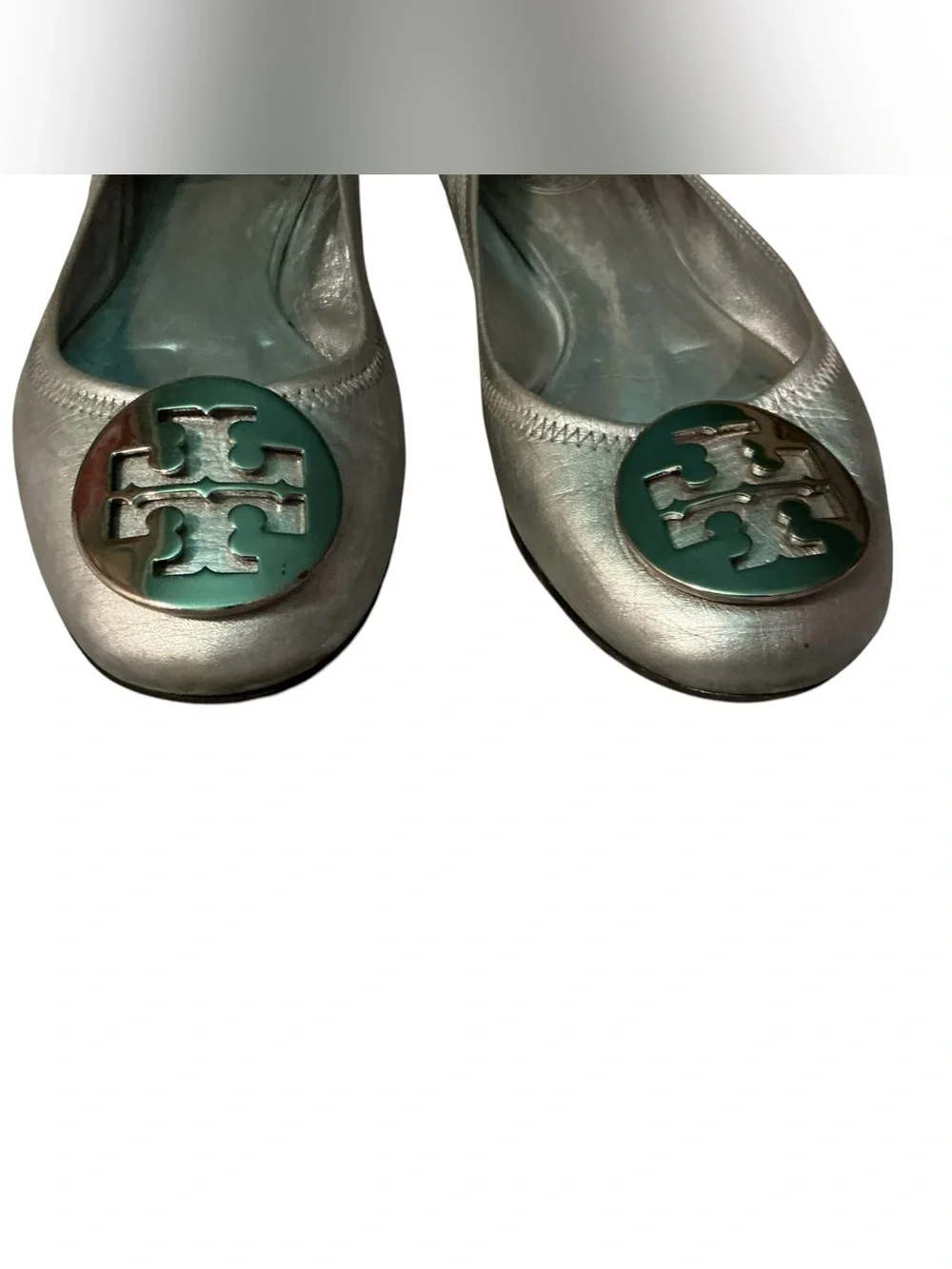 Tory Burch Metallic Silver Flats